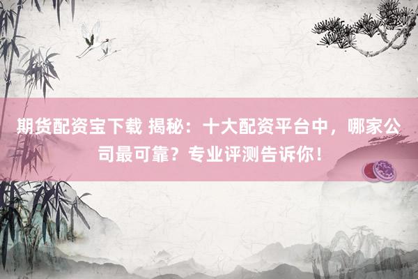 期货配资宝下载 揭秘：十大配资平台中，哪家公司最可靠？专业评测告诉你！